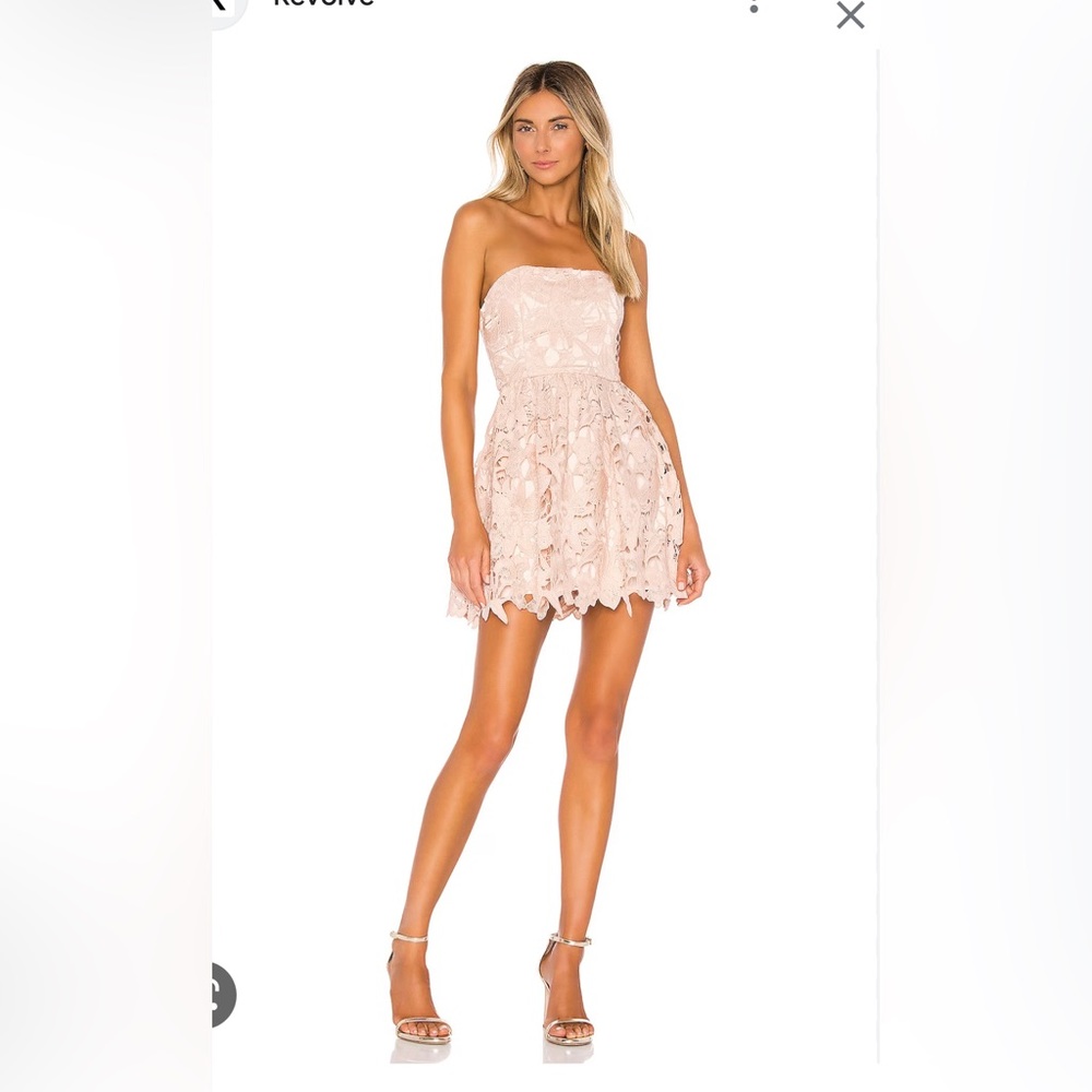 Michael Costello x Revolve Tate strapless dress in blush